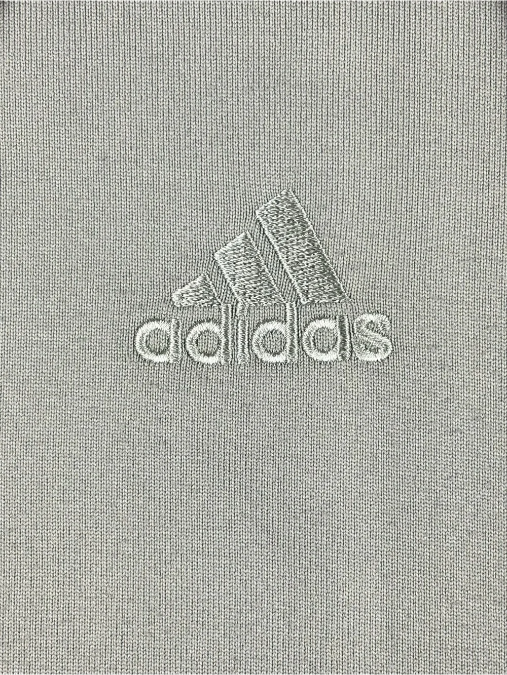 adidas Men's Light Gray Crewneck Hoodie with Black Sleeve Stripes